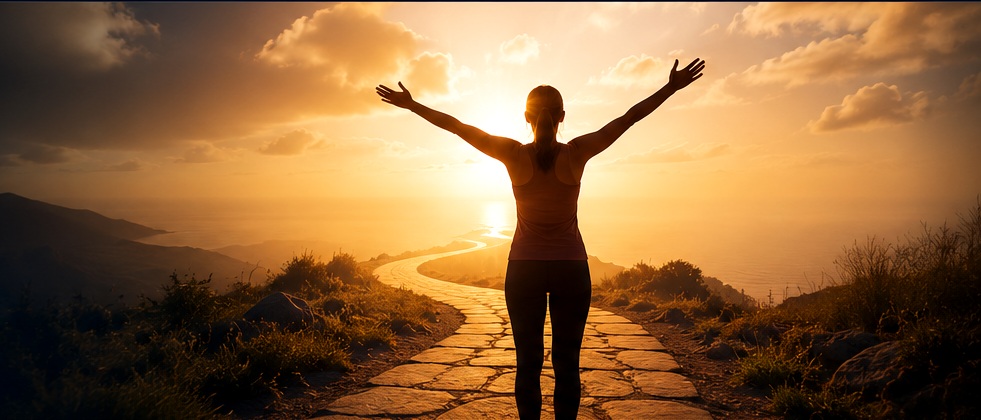 A person walking toward a bright future, with no exercise activity shown